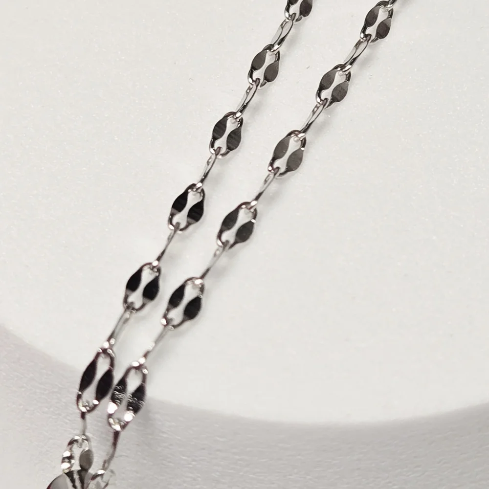 Silver Double Heart CZ Pendant Necklace – Stainless Steel Classy Elegant Minimal